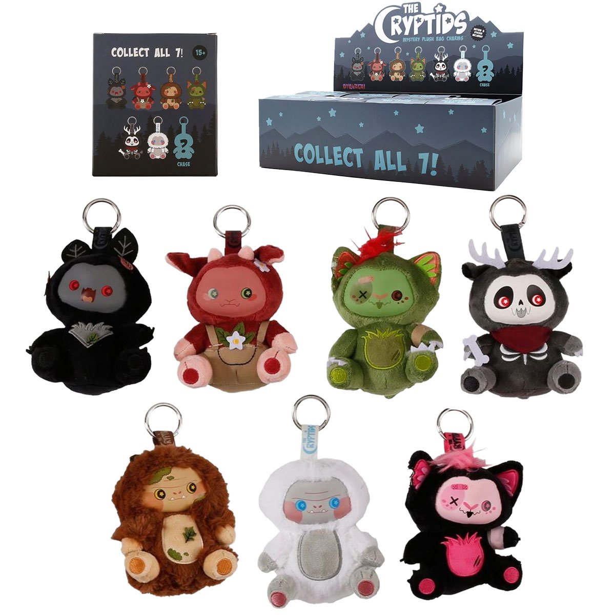 The Cryptids Blind-Box Plush Bag Clip Display of 6