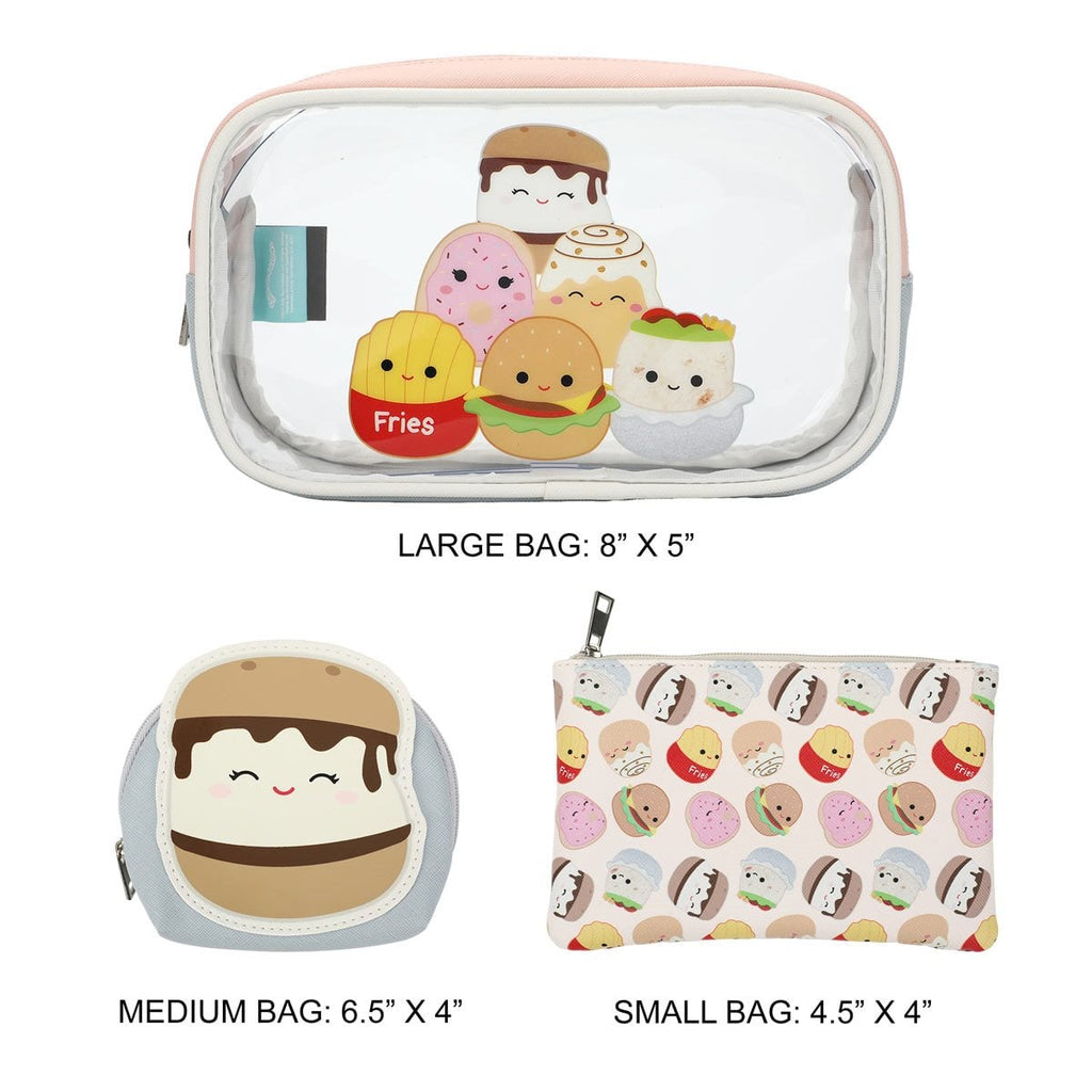 Squishmallows Food Squad Travel Cosmetic Bag Set of 3