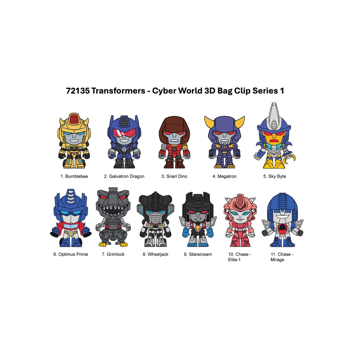 Transformers: Cyberworld Series 1 3D Foam Bag Clip Random 6-Pack