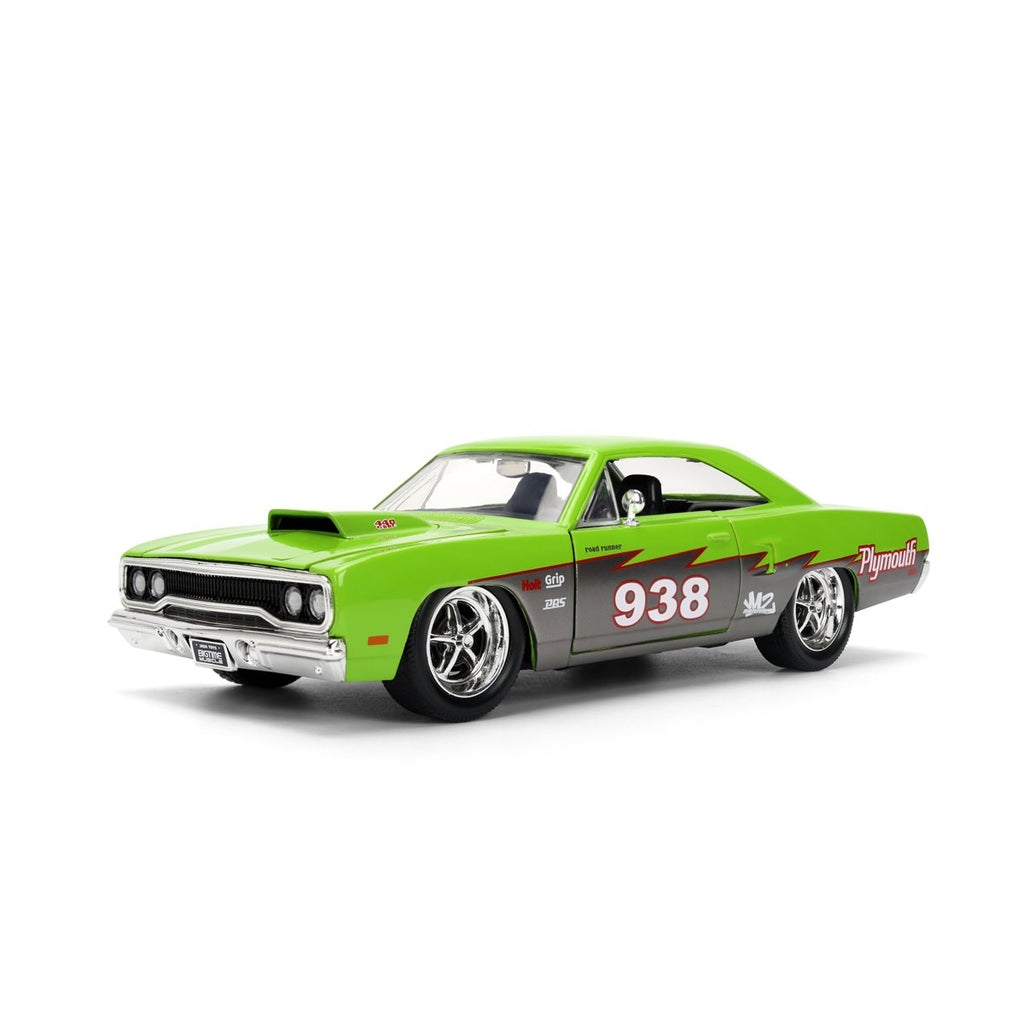 Bigtime Muscle 1970 Plymouth Road Runner Glossy Green 1:24 Scale Die-Cast Metal Vehicle