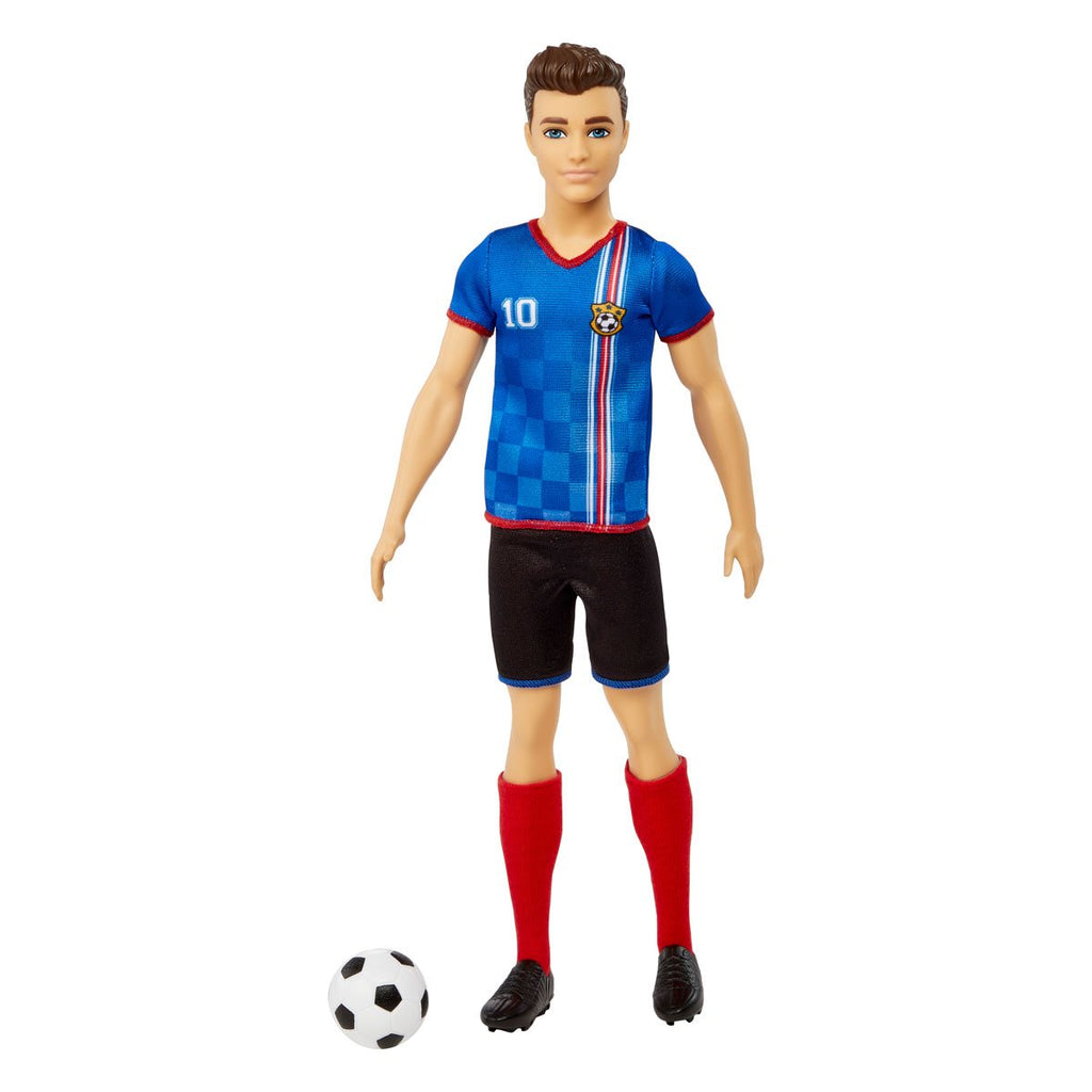 Barbie Ken Soccer Player Doll with Blue Shirt and Black Shorts