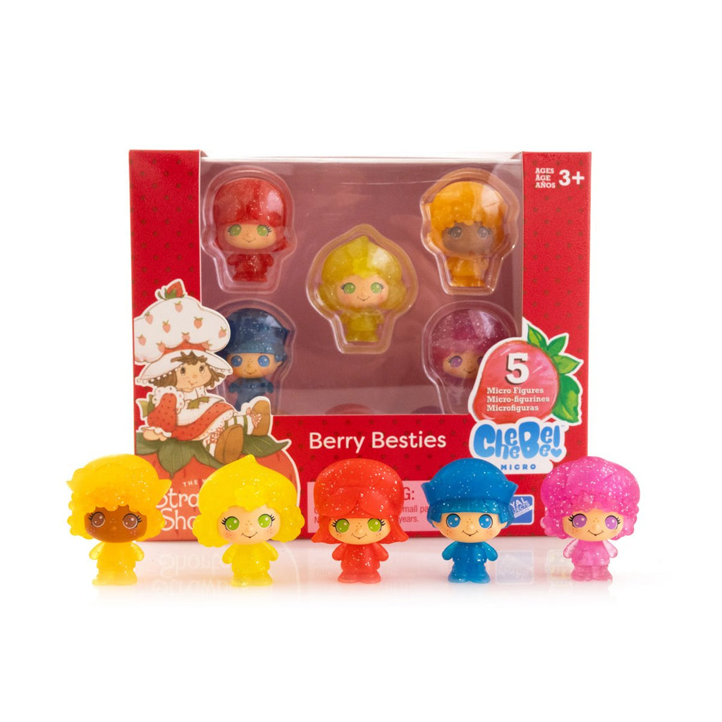 Strawberry Shortcake CheeBee Berry Besties Glitter 1 1/2-Inch Mini-Figure 5-Pack Collector Set