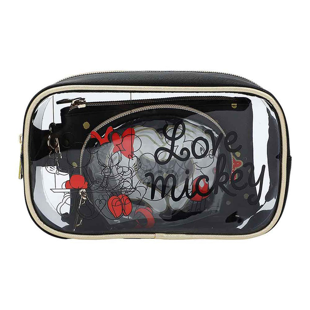 Mickey and Minnie Mouse Love Travel Cosmetic Bag Set of 3