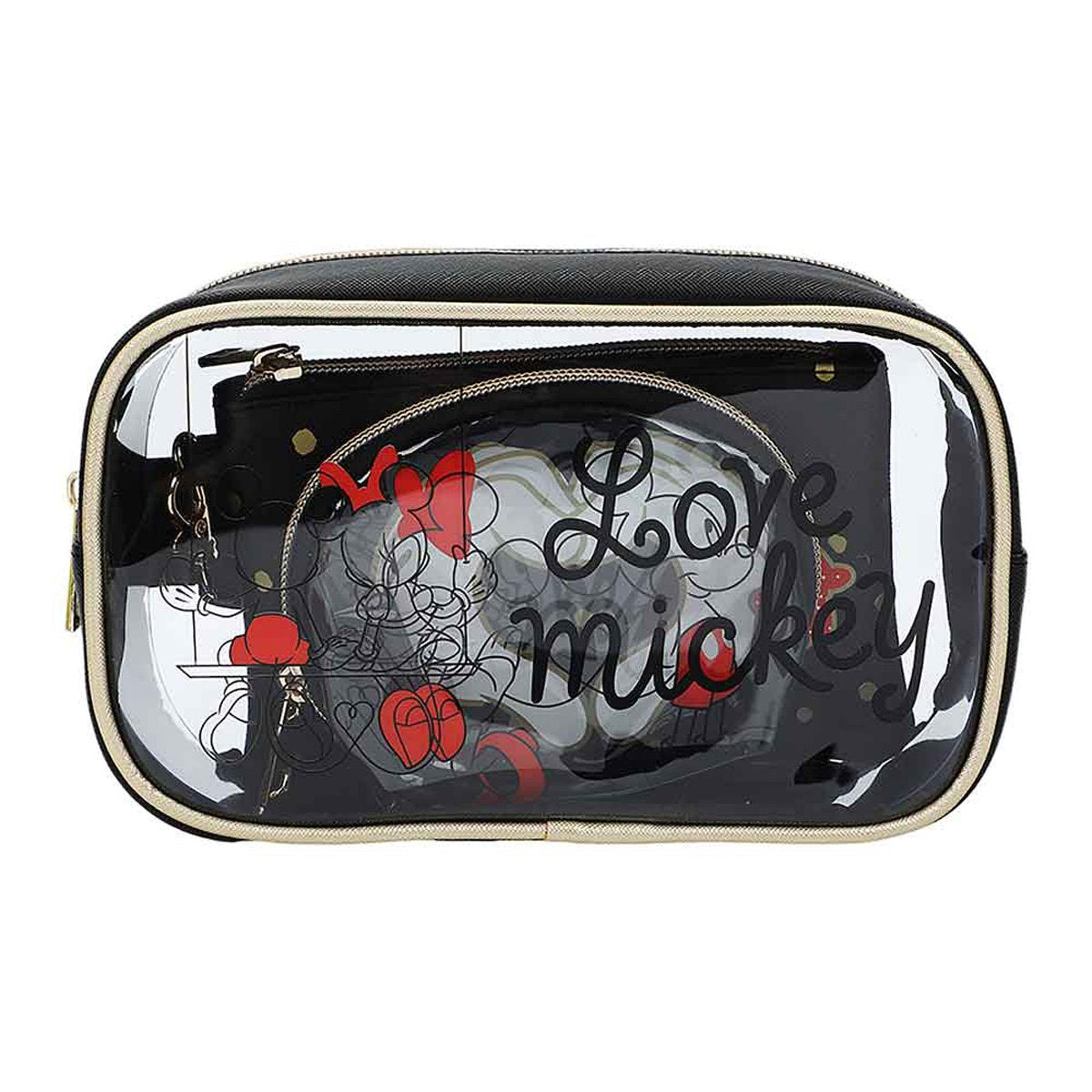 Mickey and Minnie Mouse Love Travel Cosmetic Bag Set of 3