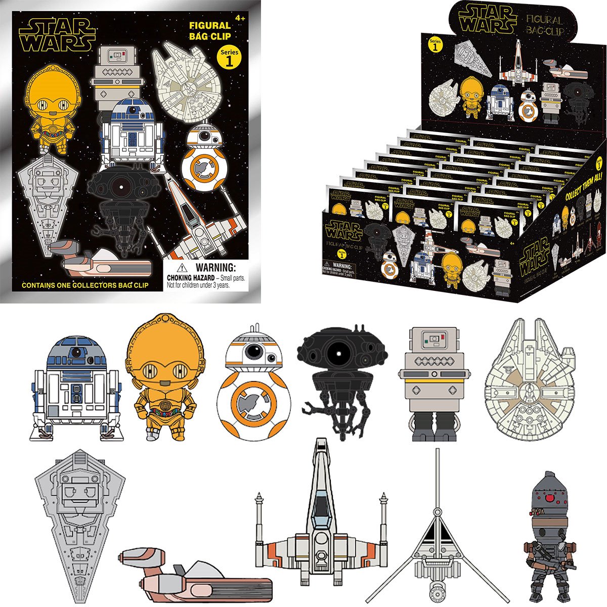 Star Wars Power of Force (Droids and Ships) 3D Foam Bag Clip Random 6-Pack