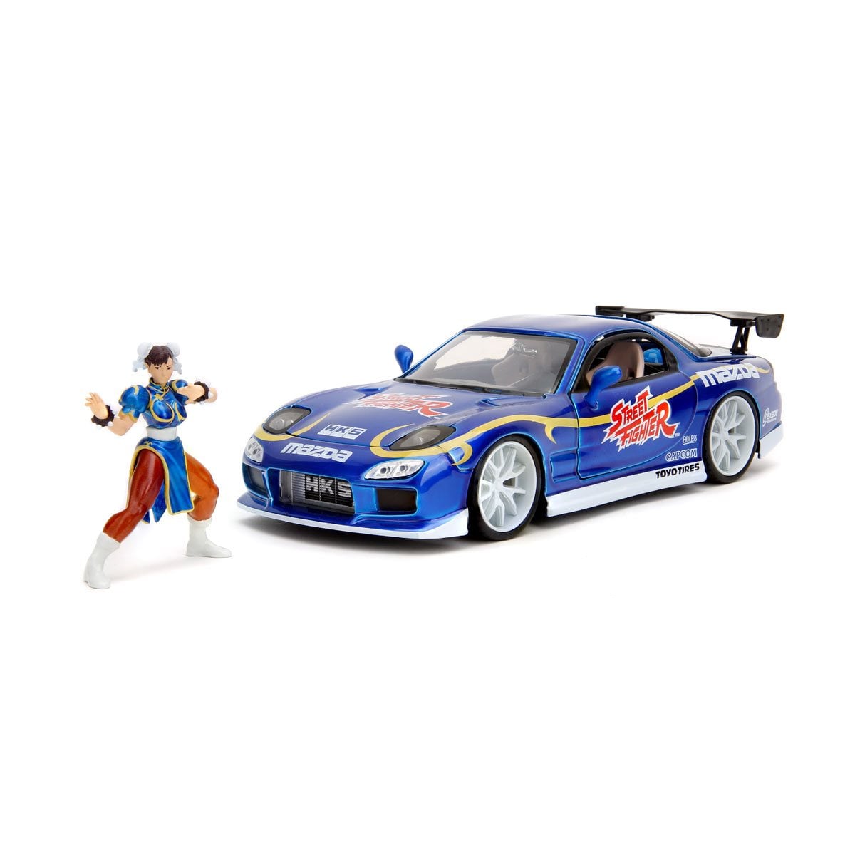 Hollywood Rides Street Fighter Chun-Li 1993 Mazda RX-7 1:24 Scale Die-Cast Metal Vehicle with Figure