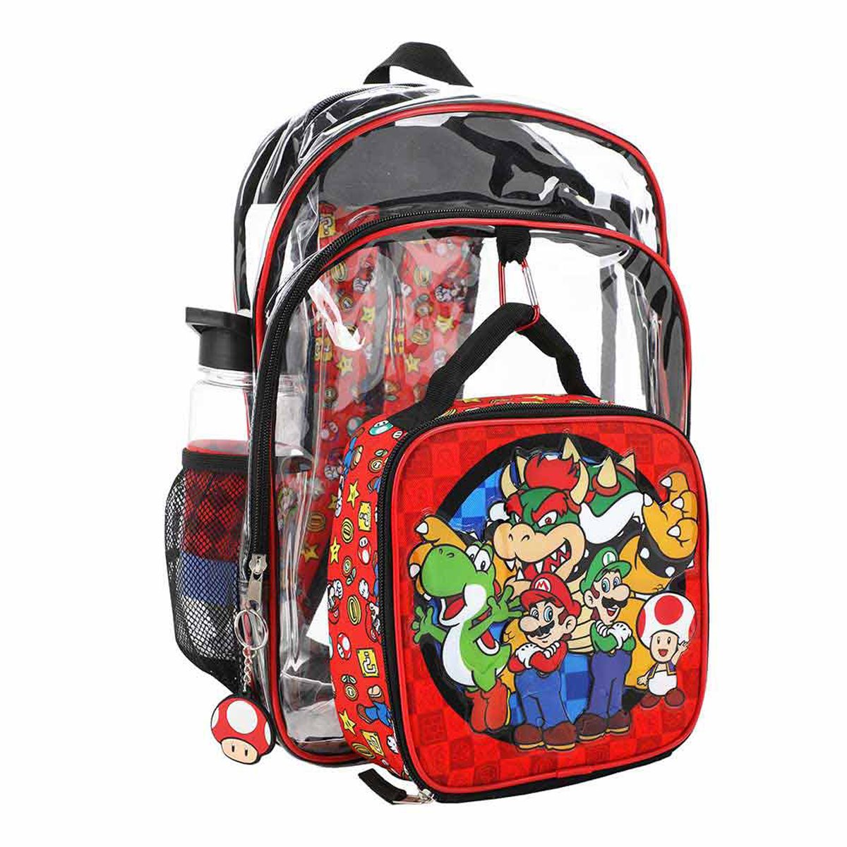 Super Mario Bros. Icons Clear Youth Backpack 5-Piece Set