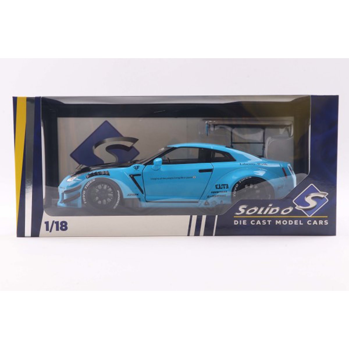2024 Nissan GT-R R35 Baby Blue Liberty Walk Version 2.0 Body Kit 1:18 Scale Die-Cast Metal Vehicle