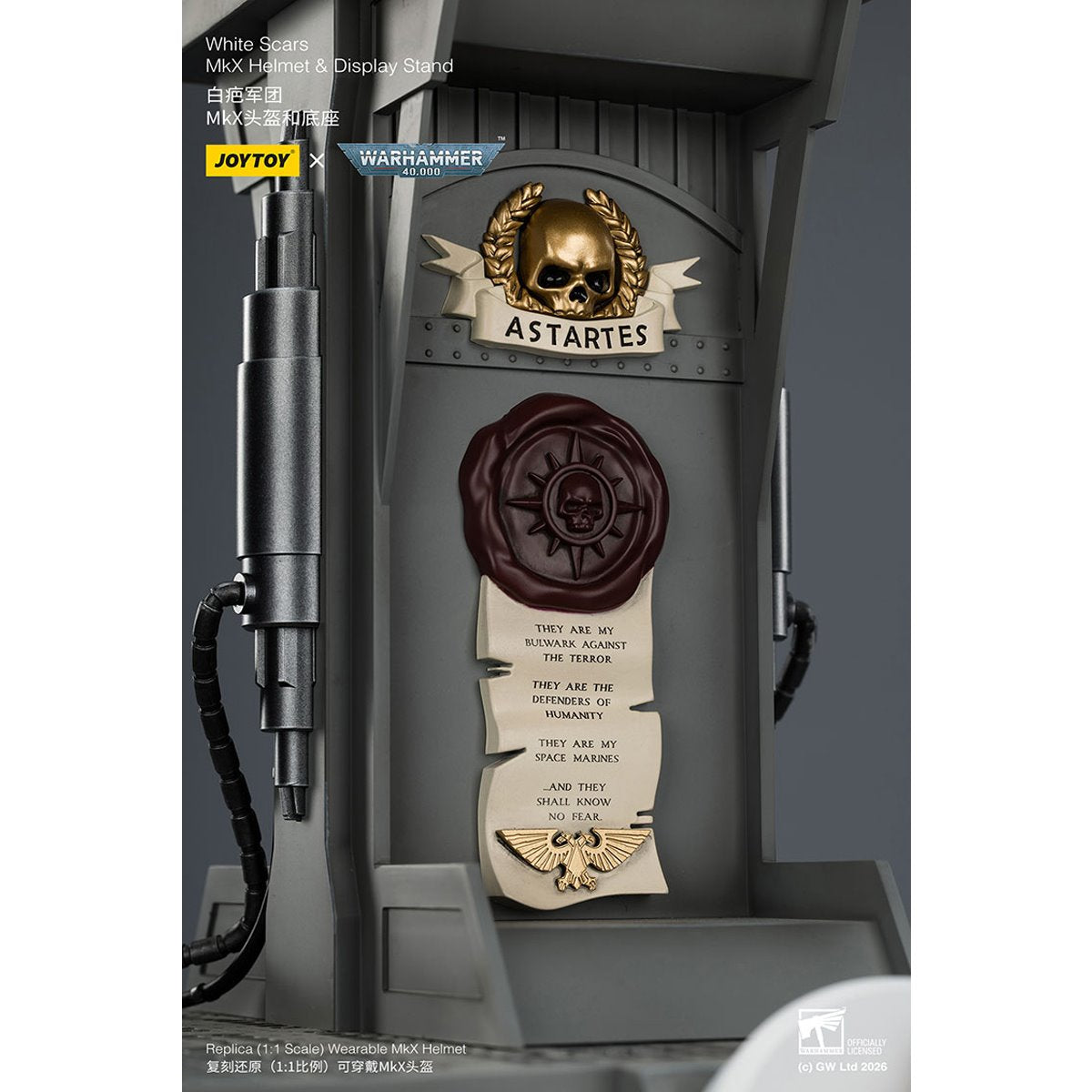 Joy Toy Warhammer 40,000 White Scars MKX 1:1 Scale Roleplay Helmet Prop Replica with Stand