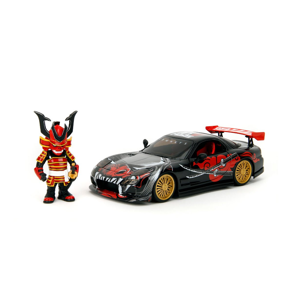 Hollywood Rides Lab Monkeys 1993 Mazda RX7 1:24 Scale Die-Cast Metal Vehicle with Saru Figure