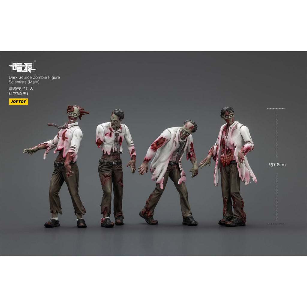 Joy Toy Dark Source Zombie Male Scientists 1:25 Scale Action Figure 4-Pack