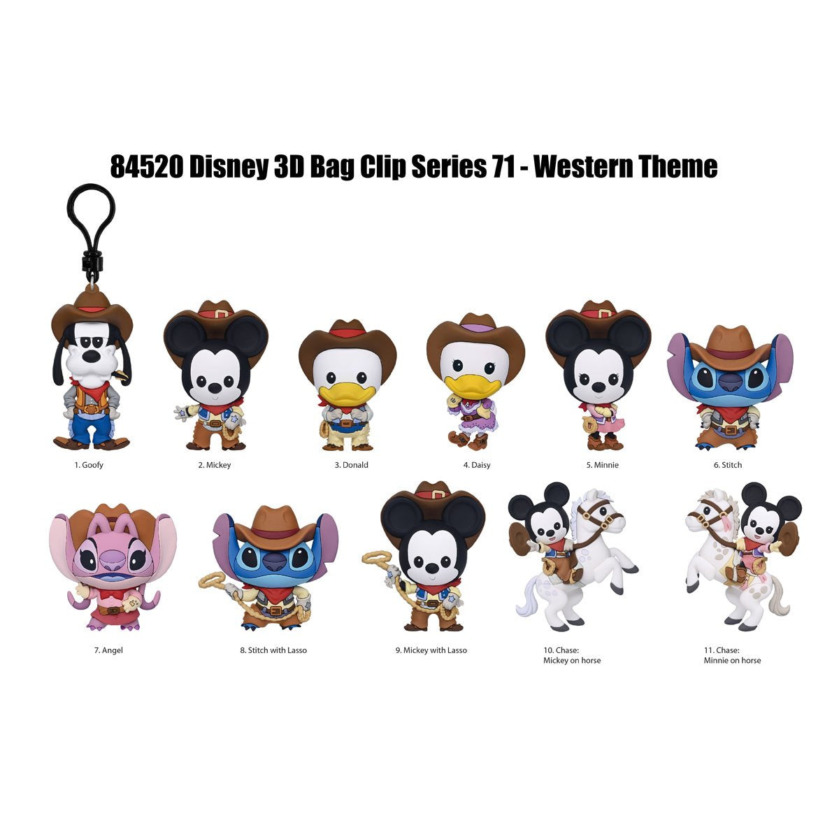 Disney Classic Western Series 71 3D Foam Bag Clip Display Case of 24