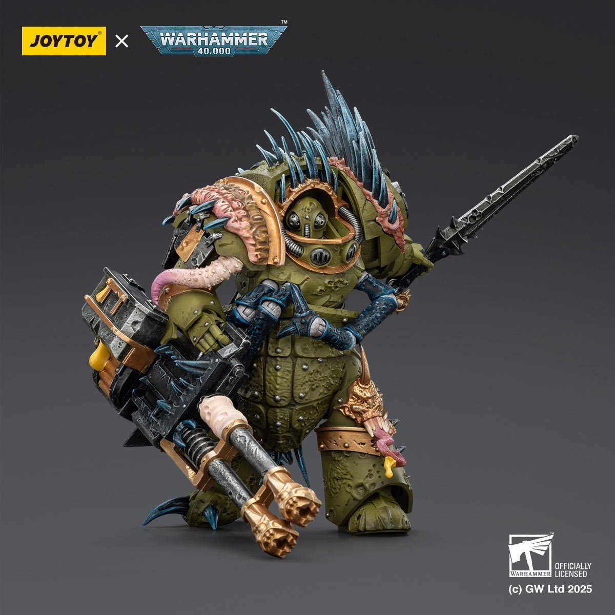 Joy Toy Warhammer 40,000 Death Guard Blightlord Terminator 1 Reaper Autocannon & Bubotic Blades 1:18 Scale Action Figure