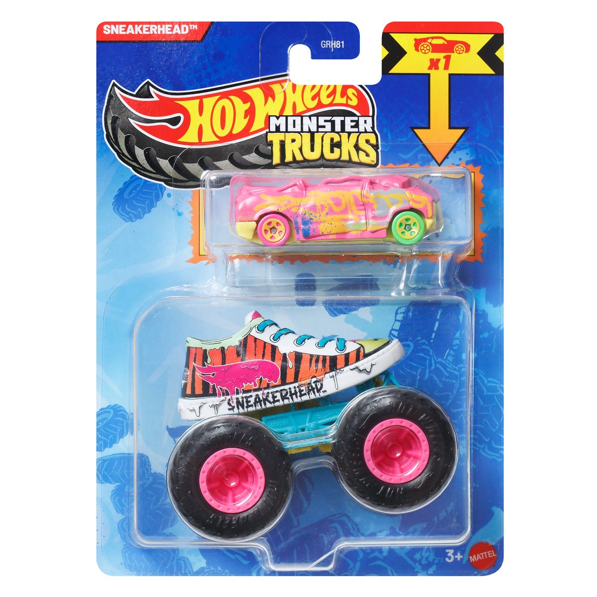 Hot Wheels Monster Truck Plus Car 1:64 Scale Vehicle 2-Pack 2026 Mix 2 Case of 8