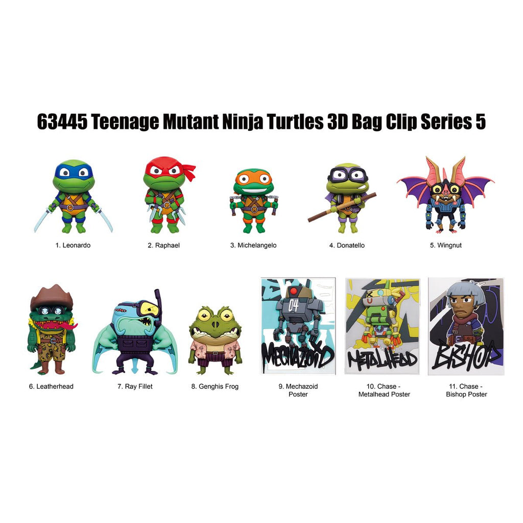 Teenage Mutant Ninja Turtles Classic Series 5 3D Foam Bag Clip Random 6-Pack