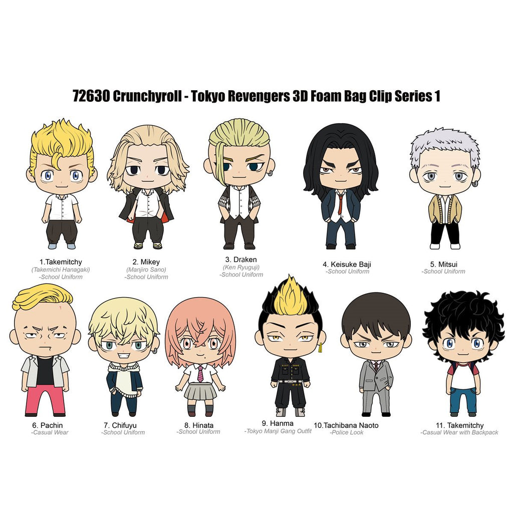 Tokyo Revengers 3D Foam Bag Clip Random 6-Pack