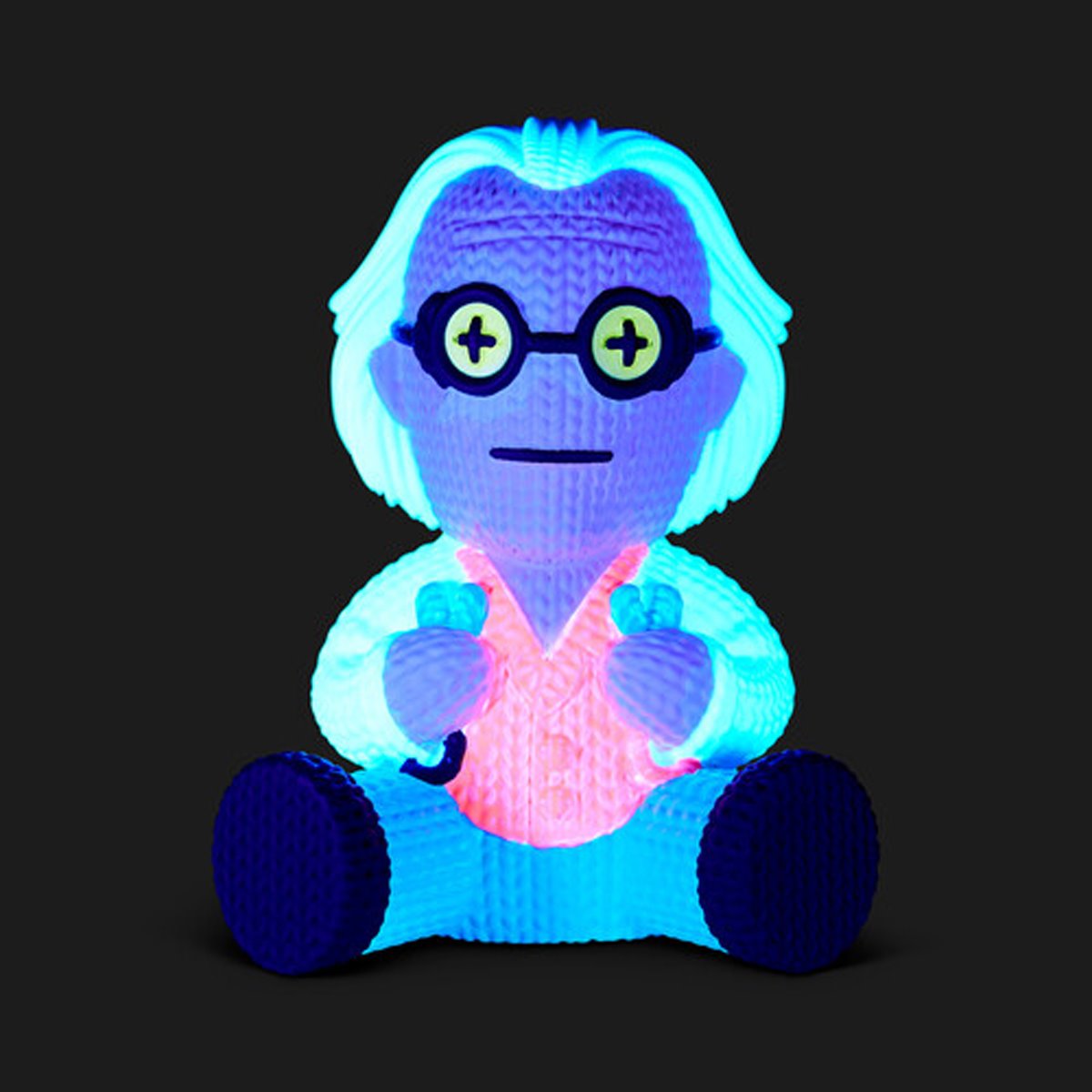 Back to the Future Dr. Emmett Brown with Jumper Cables #149 Limited Edition Blacklight Handmade By Robots Vinyl Figure
