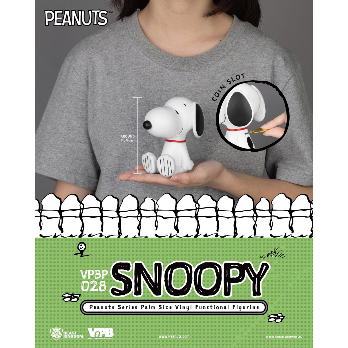 Peanuts Snoopy VPBP-028 Peanuts Series Palm Size Vinyl Functional Piggy Bank