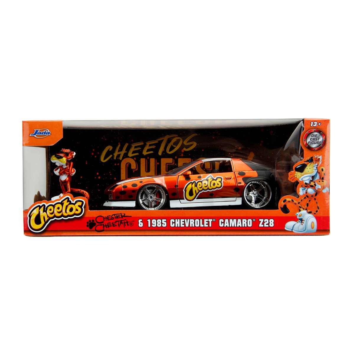 Cheetos 1985 Chevrolet Camaro Z28 1:24 Scale Die-Cast Metal Vehicle with Chester Cheetah Figure