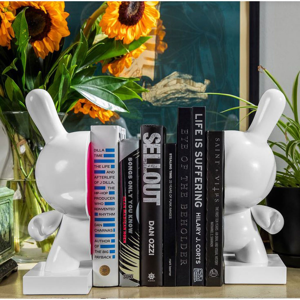 Dunny Lustre Gloss White and Pink 10-Inch Resin Bookends