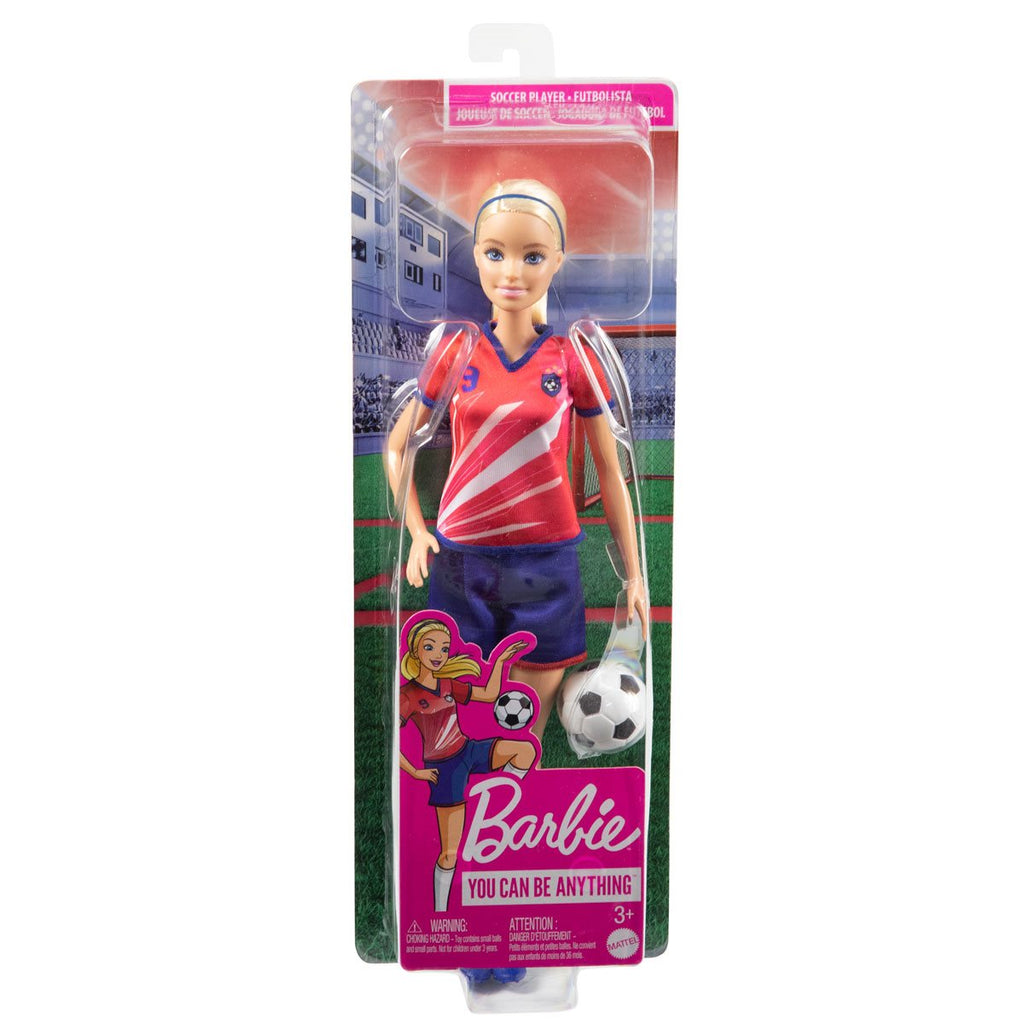 Barbie Soccer Player Doll with Red Shirt and Blue Shorts