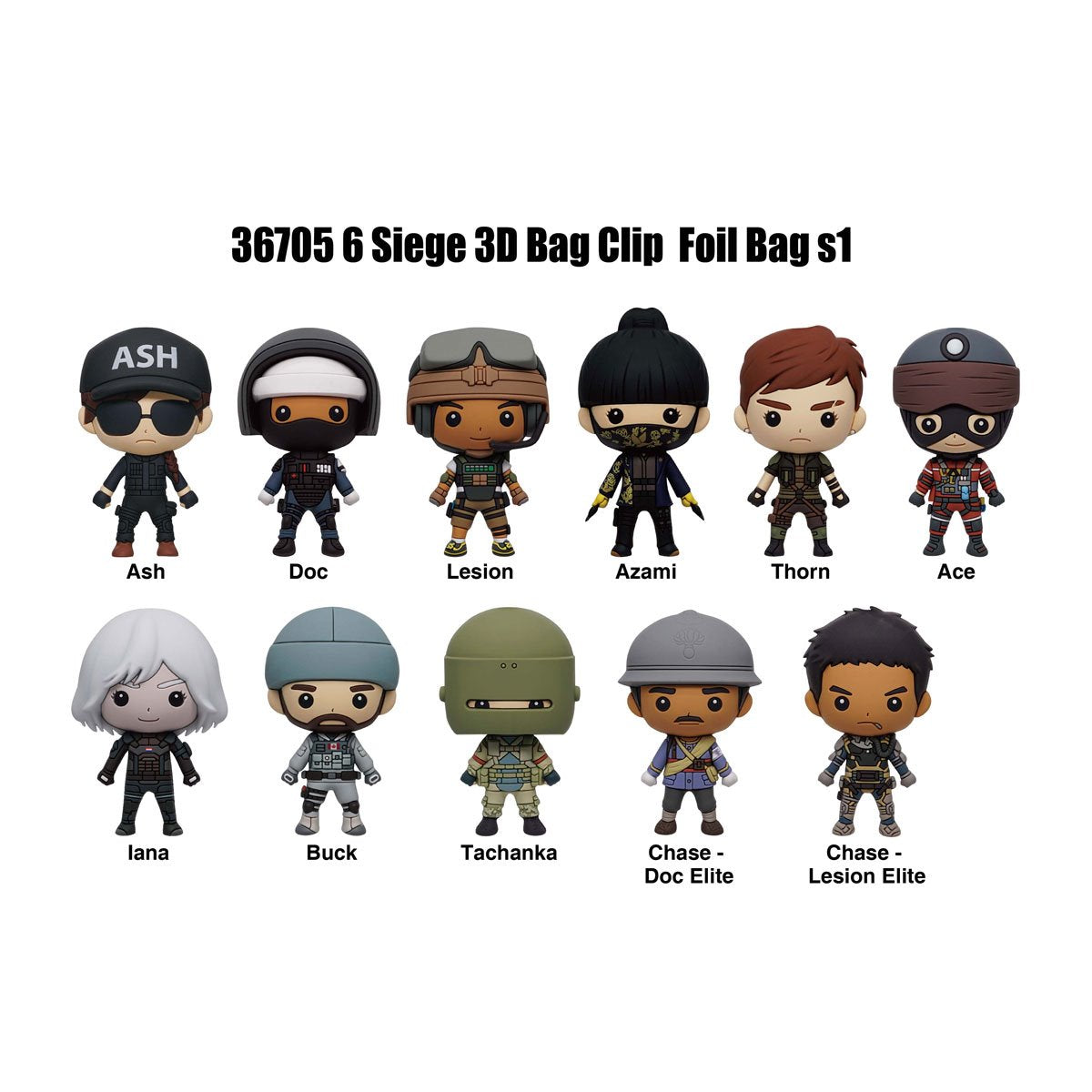Tom Clancys Rainbow Six Siege 3D Foam Bag Clip Display Case of 24