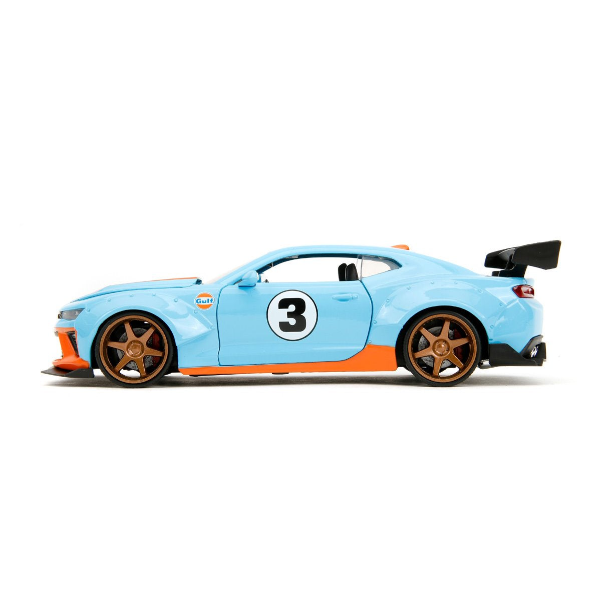 Bigtime Muscle 2016 Chevy Camaro SS Widebody Blue and Orange 1:24 Scale Die-Cast Metal Vehicle