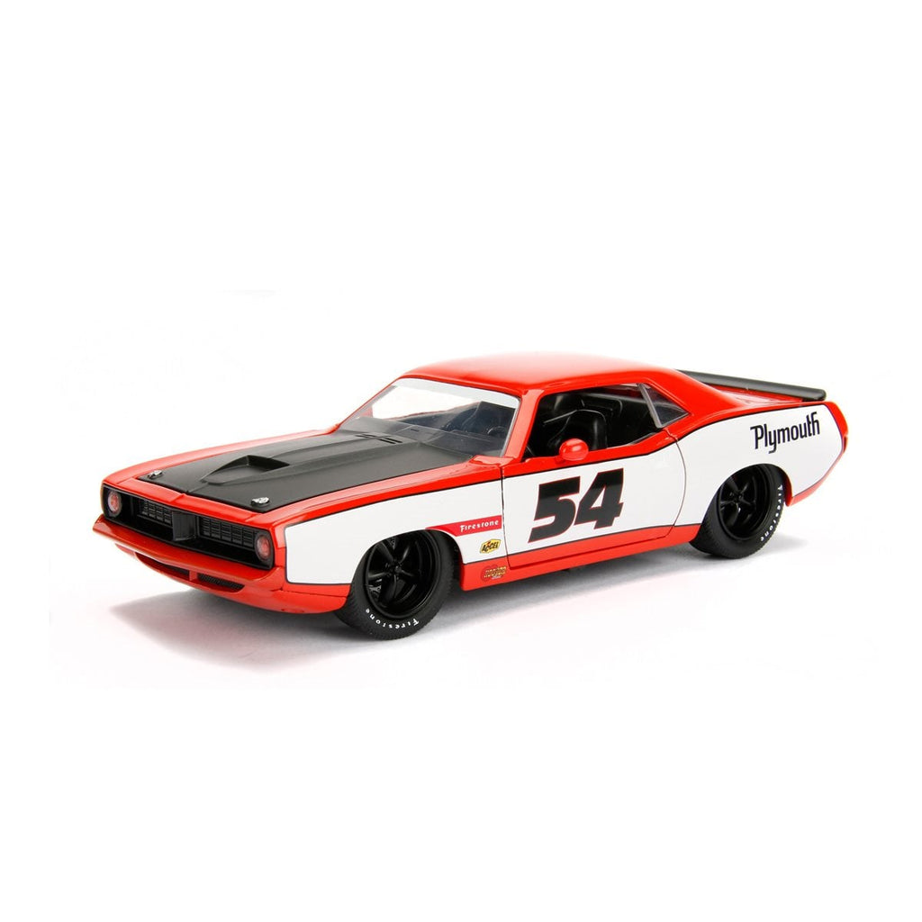 Bigtime Muscle 1973 Plymouth Barracuda Orange 1:24 Scale Die-Cast Metal Vehicle