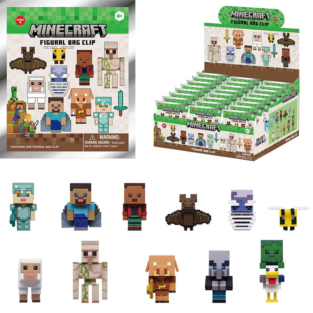 Minecraft Series 4 3D Foam Bag Clip Display Case of 24