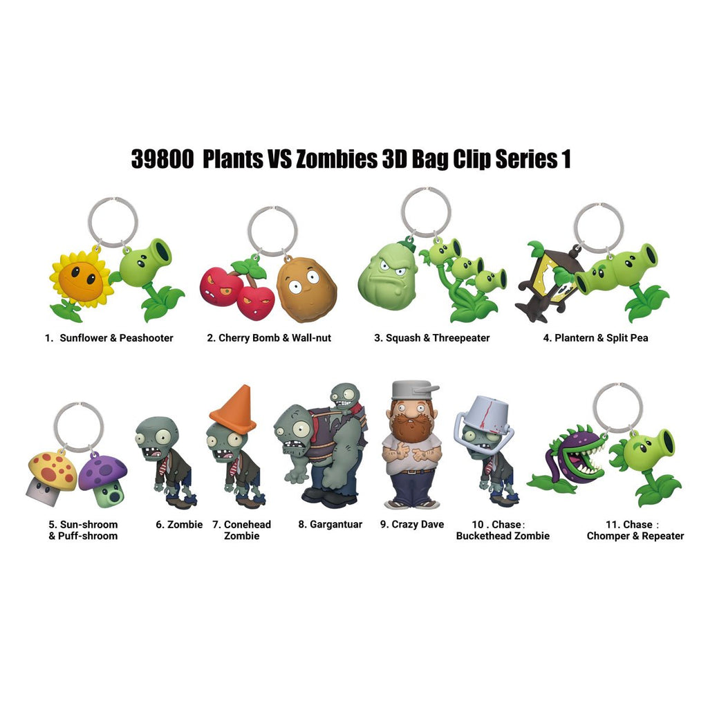 Plants vs. Zombies 3D Foam Bag Clip Display Case of 24