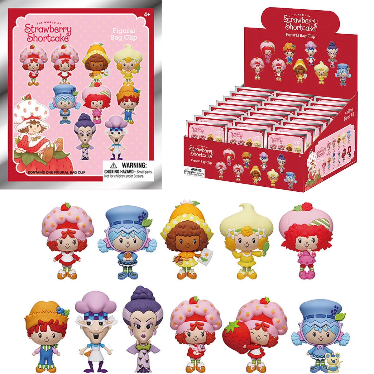 The World of Strawberry Shortcake 3D Foam Bag Clip Display Case of 24