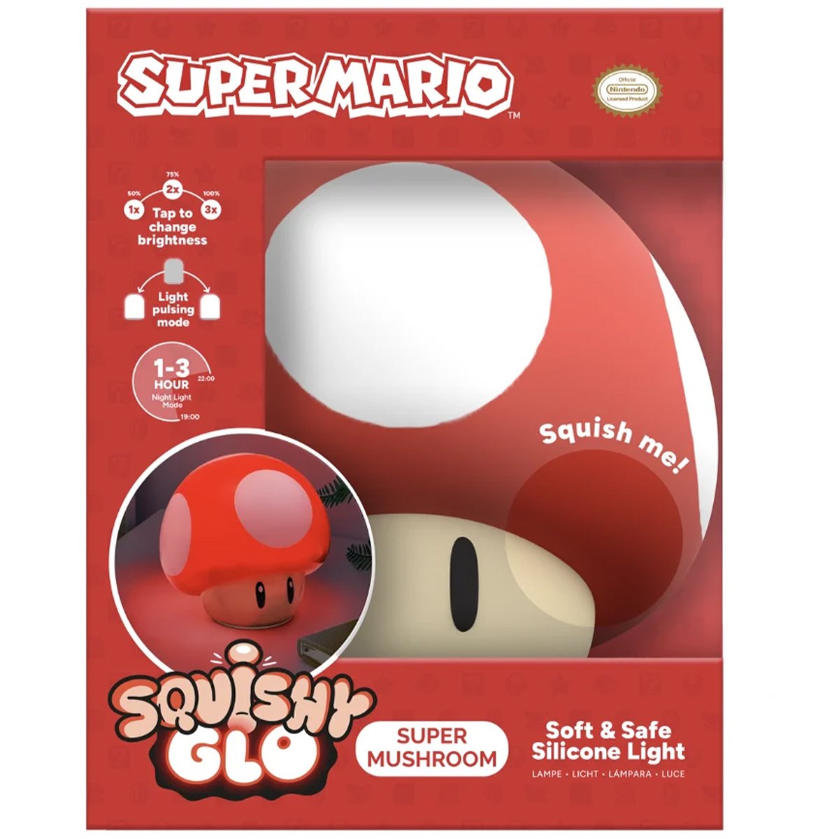 Super Mario Bros. Super Mushroom SquishyGlo Rechargeable Light