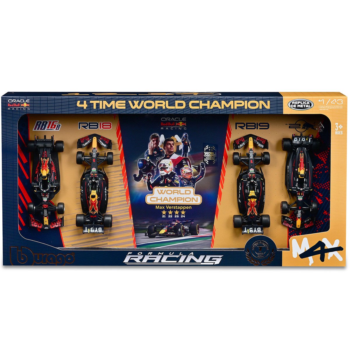 Formula 1 Oracle Red Bull 4-Time World Champion 1:43 Scale Die-Cast Metal Vehicle 4-Pack