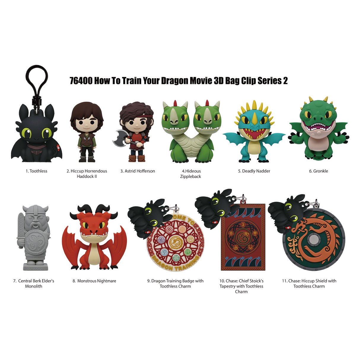 How to Train Your Dragon Series 2 3D Foam Bag Clip Random 6-Pack