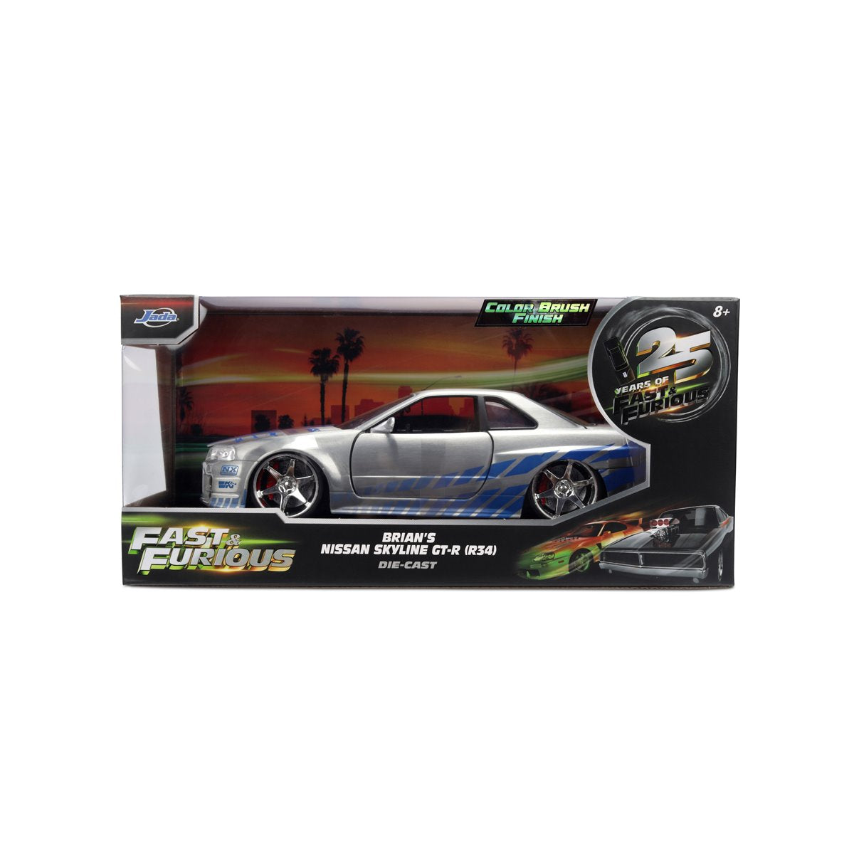 Fast and the Furious 25th Anniversary Brian's Nissan Skyline GT-R R34 1:24 Scale Die-Cast Metal Vehicle