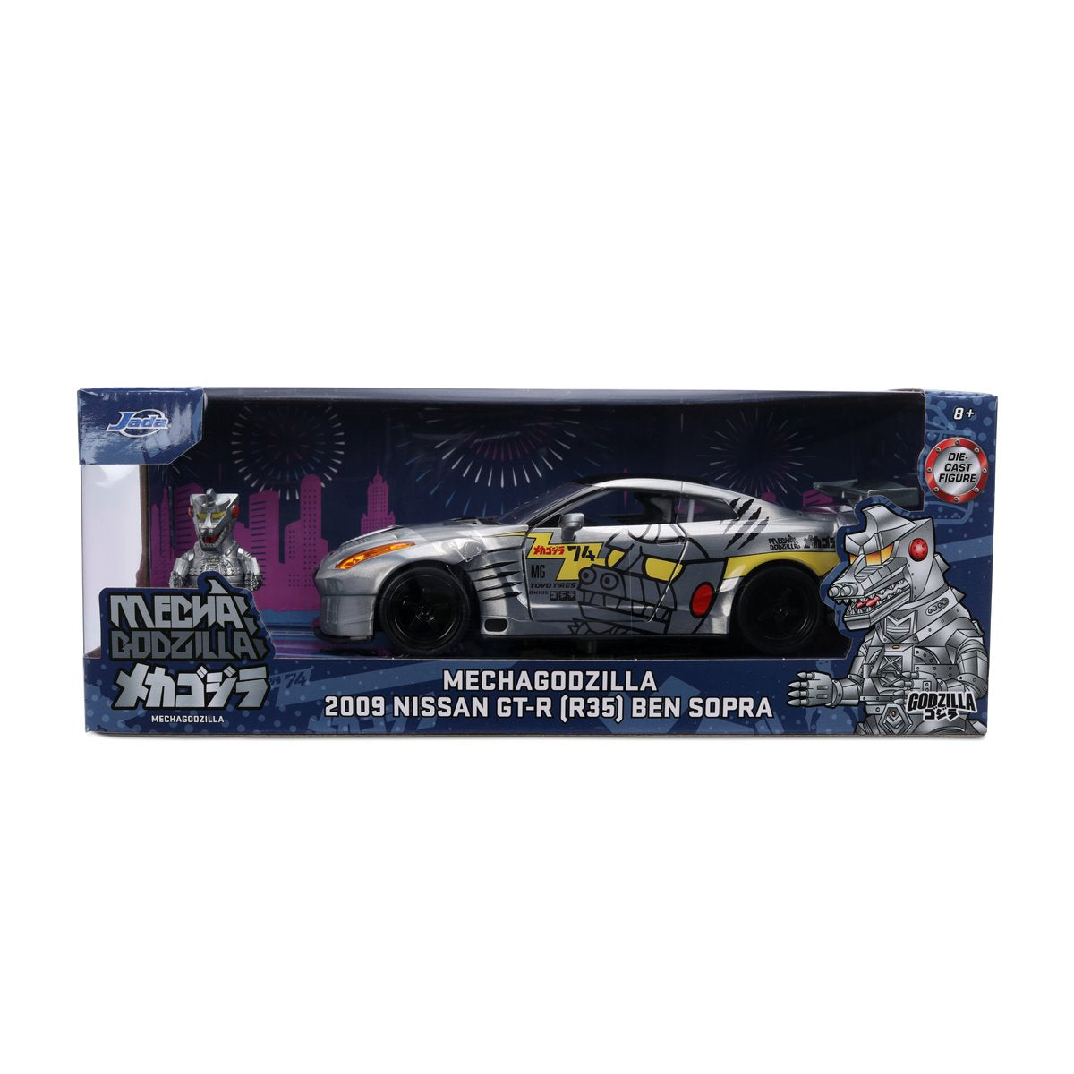 Godzilla 2009 Nissan GT-R R35 Ben Sopra 1:24 Scale Die-Cast Metal Vehicle with Mechagodzilla Figure