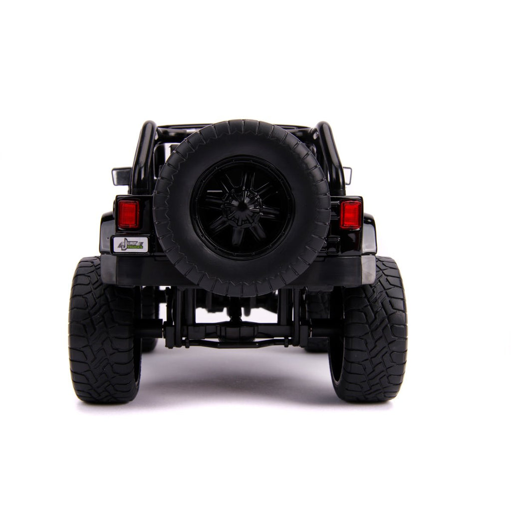 Just Trucks 2007 Jeep Wrangler Black and Pink Camo 1:24 Scale Die-Cast Metal Vehicle with Tire Rack