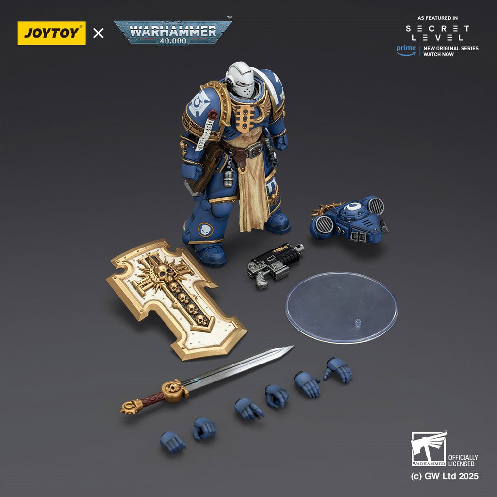 Joy Toy Warhammer 40,000 Ultramarines Levantus with Power Sword, Stormshield and Bolt Pistol 1:18 Scale Action Figure