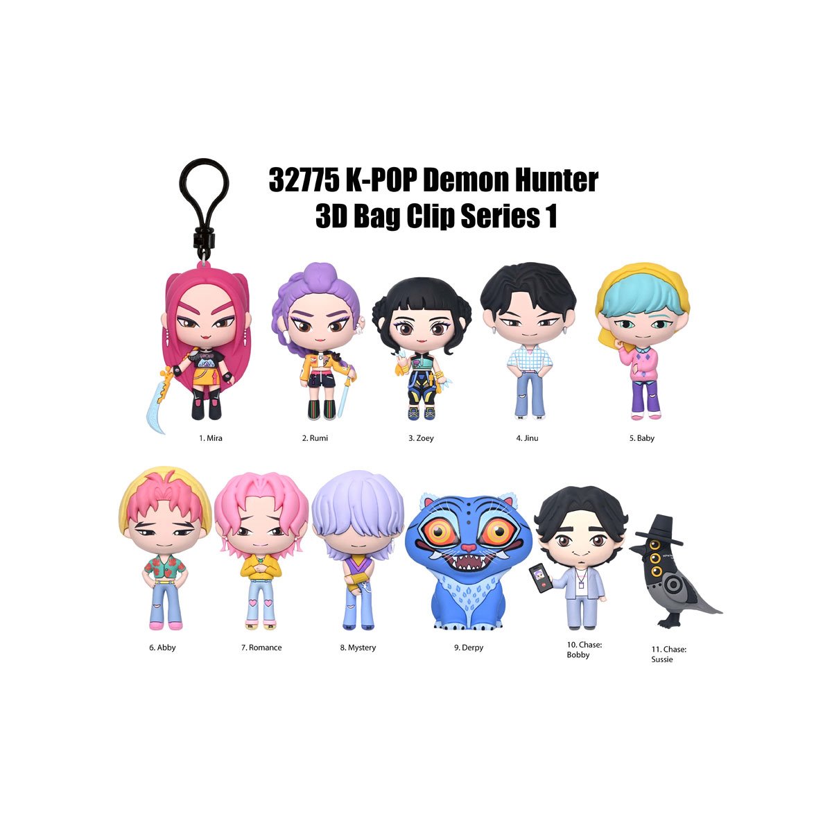 KPop Demon Hunters 3D Foam Bag Clip Random 6-Pack
