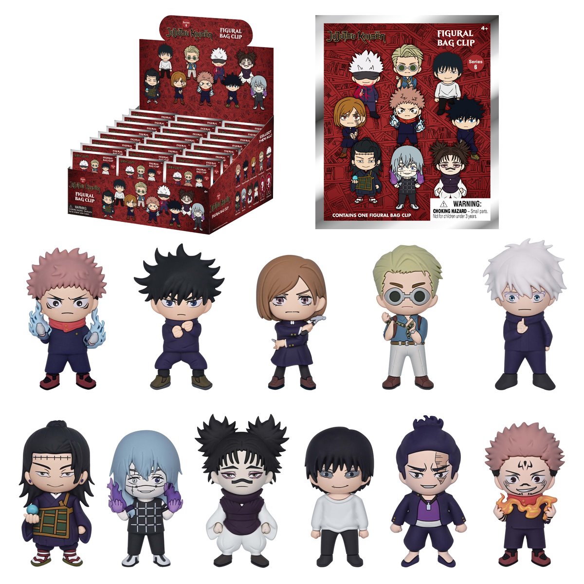 Jujutsu Kaisen Series 6 3D Foam Bag Clip Random 6-Pack