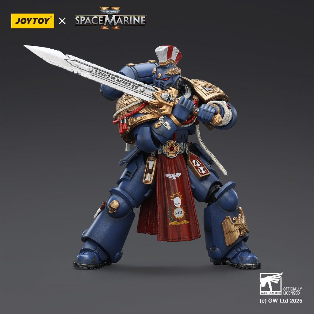 Joy Toy Warhammer Space Marine Ultramarine Relic Primus Armour Plasma Pistol and Combat Blade 1:18 Scale Action Figure