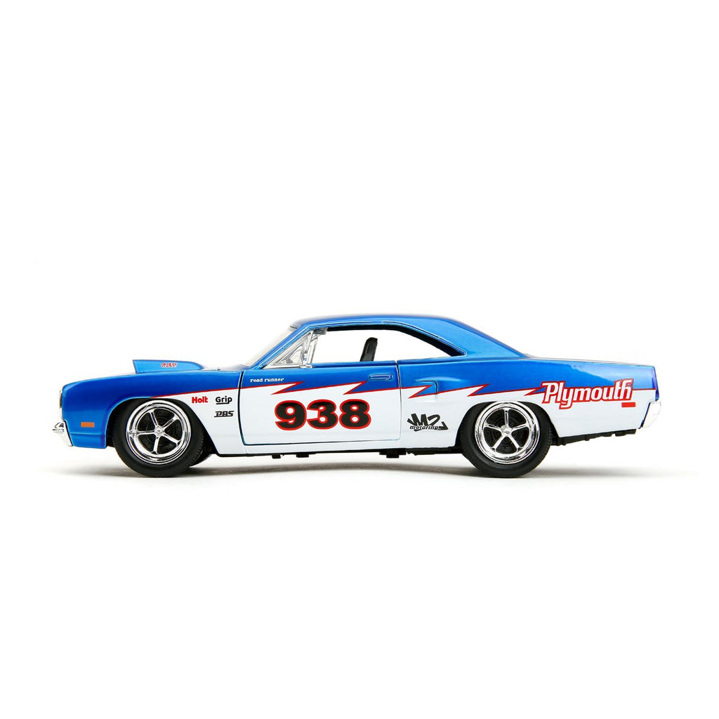 Bigtime Muscle 1970 Plymouth Roadrunner Candy Blue and White 1:24 Scale Die-Cast Metal Vehicle