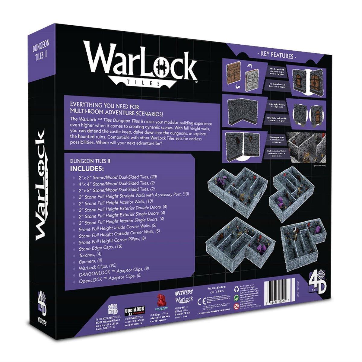 WarLock Tiles Dungeon Tiles II Full Height Stone Walls Pack