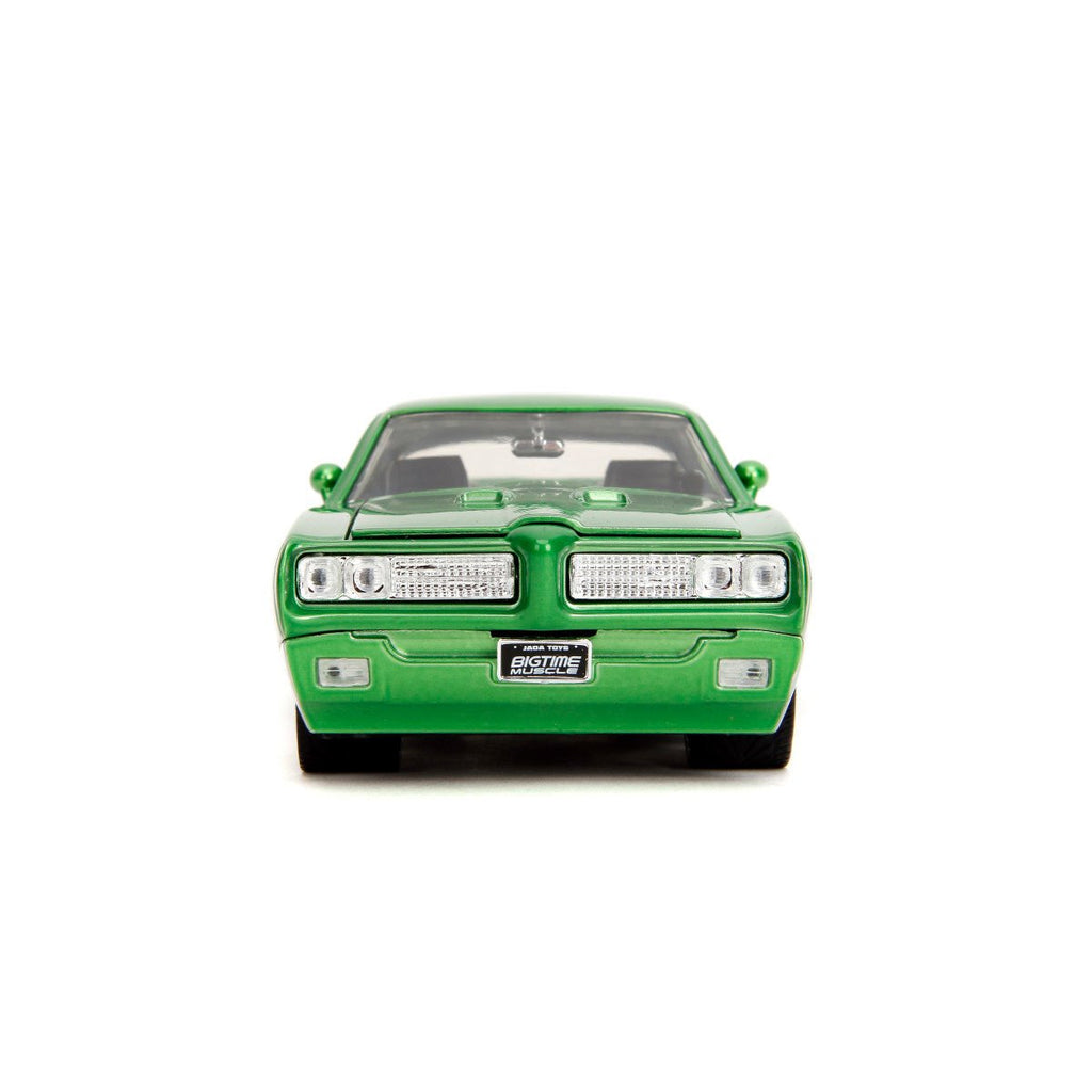 Bigtime Muscle 1969 Pontiac GTO Candy Silver and Green 1:24 Scale Die-Cast Metal Vehicle