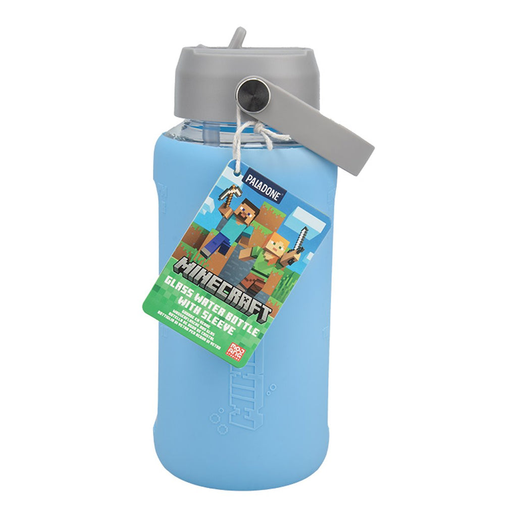 Minecraft Glass Water Bottle with Sleeve