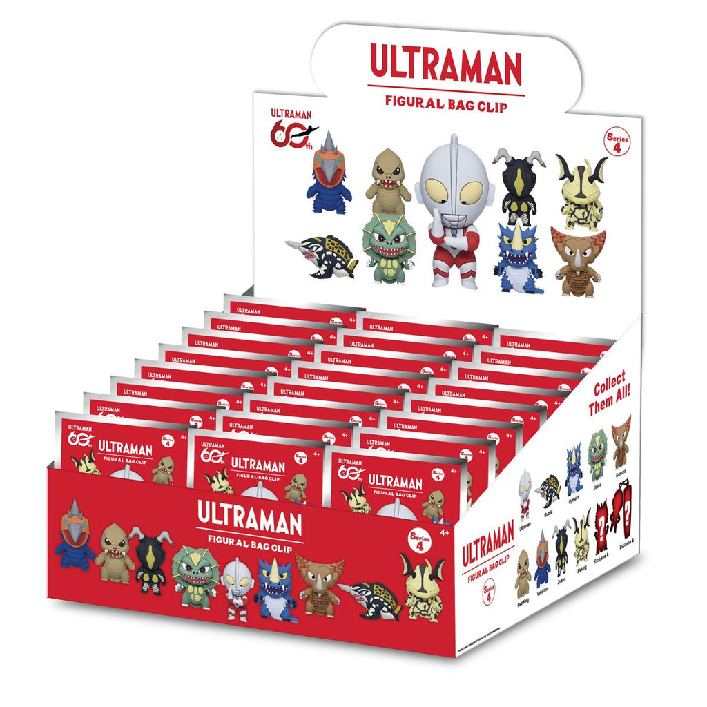 Ultraman Series 4 3D Foam Bag Clip Display Case of 24