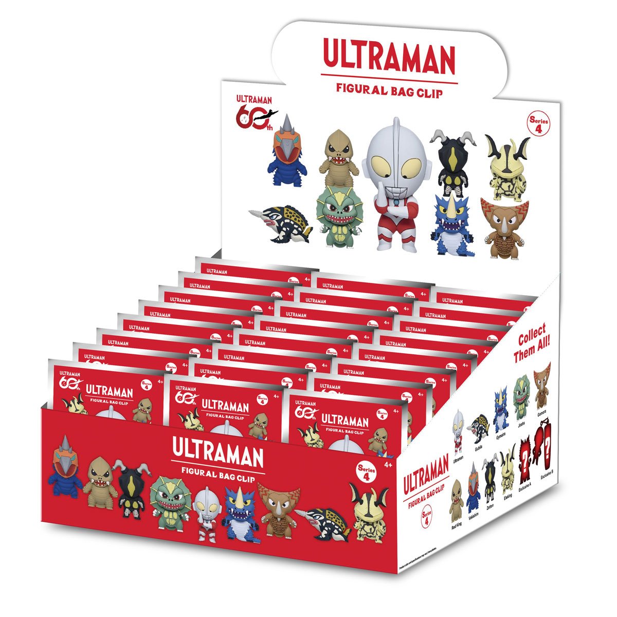 Ultraman Series 4 3D Foam Bag Clip Display Case of 24