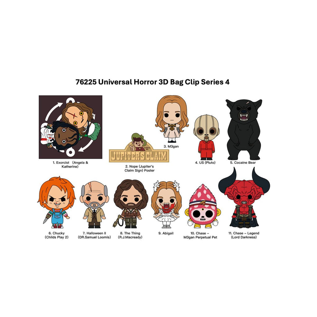 Universal Horror Series 4 3D Foam Bag Clip Random 6-Pack