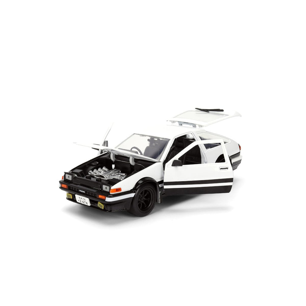 Hollywood Rides Initial D 1986 Toyota Trueno AE86 1:24 Scale Die-Cast Metal Vehicle with Takumi Figure