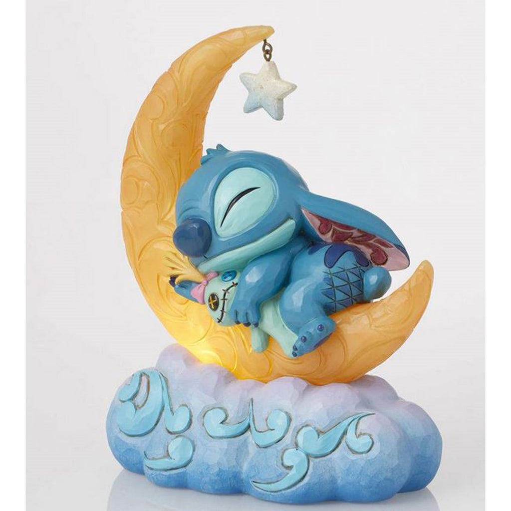 Disney Traditions Lilo & Stitch Stitch & Scrump on LED Moon by Jim Shore Statue